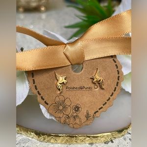 Rose Gold Parrot earrings stud earrings small earrings minimalist earrings w/Box